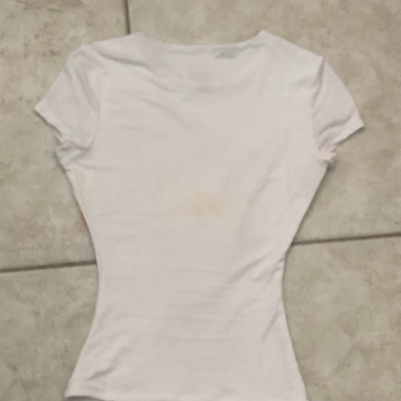 Faded Rose Women's White Tee with Orange Floral Design - Picture 2 of 3